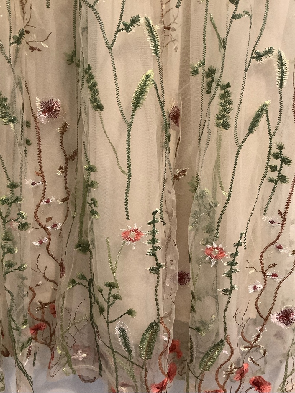 CATO COLLECTION Cream Floral Embroidered Tulle Cottagecore Ethereal Maxi Skirt M - Picture 2 of 8